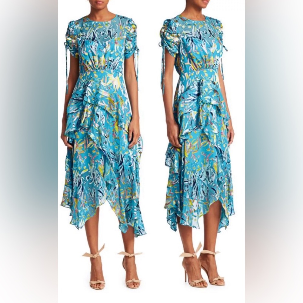 ❤️Tanya Taylor NWT Blue “Cosette Silk and Rayon Dress.  Size 4.